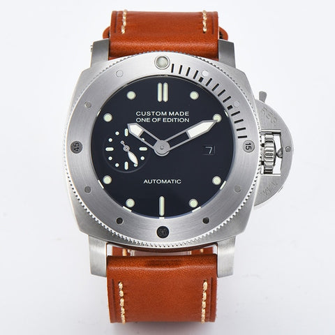 parnis 47mm Automatic Mechanical Watch Men Wrist Stainless Steel Case Leather strap Waterproof Luminous Watches Men