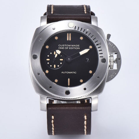 parnis 47mm Automatic Mechanical Watch Men Wrist Stainless Steel Case Leather strap Waterproof Luminous Watches Men