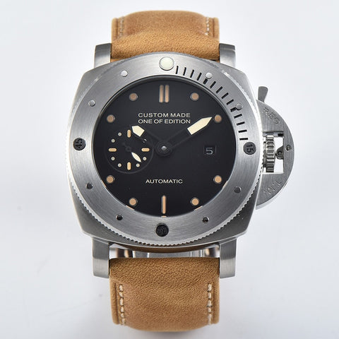 parnis 47mm Automatic Mechanical Watch Men Wrist Stainless Steel Case Leather strap Waterproof Luminous Watches Men