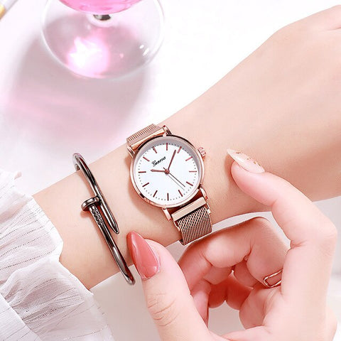 Vansvar Women's Quartz Magnet Buckle Stainless Steel Sky Luminous Watch Stainless Steel Strap Starry Ladies Watch Quality