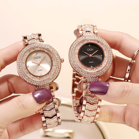 GEDI Watch Women Rhinestone Luxury Brand 2019 Ladies Clock Fashion Woman Women's Watch Waterproof Female Wristwatch reloj mujer