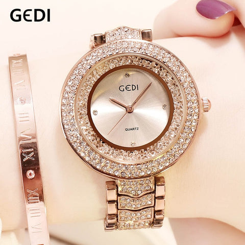 GEDI Watch Women Rhinestone Luxury Brand 2019 Ladies Clock Fashion Woman Women's Watch Waterproof Female Wristwatch reloj mujer