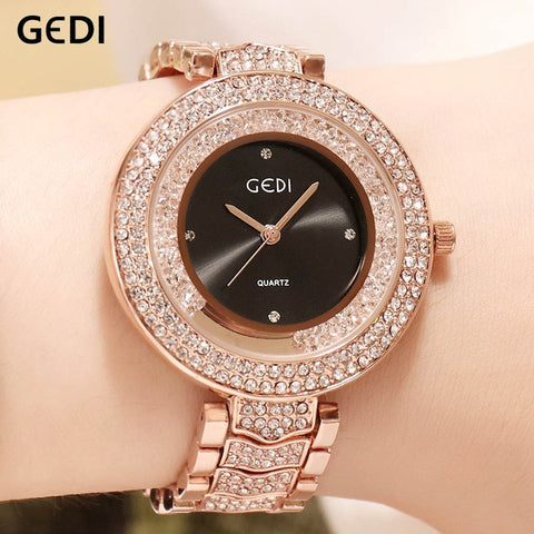 GEDI Watch Women Rhinestone Luxury Brand 2019 Ladies Clock Fashion Woman Women's Watch Waterproof Female Wristwatch reloj mujer