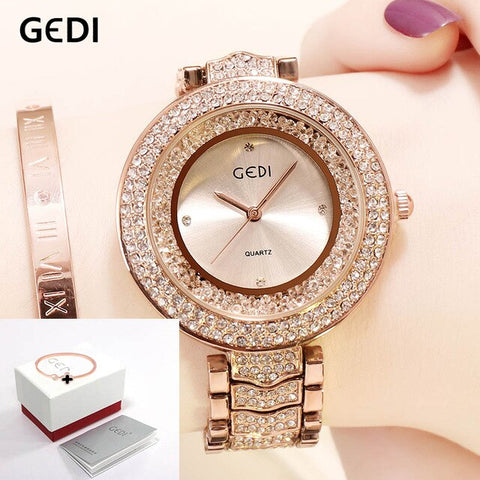 GEDI Watch Women Rhinestone Luxury Brand 2019 Ladies Clock Fashion Woman Women's Watch Waterproof Female Wristwatch reloj mujer