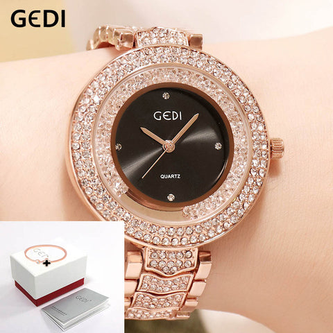 GEDI Watch Women Rhinestone Luxury Brand 2019 Ladies Clock Fashion Woman Women's Watch Waterproof Female Wristwatch reloj mujer