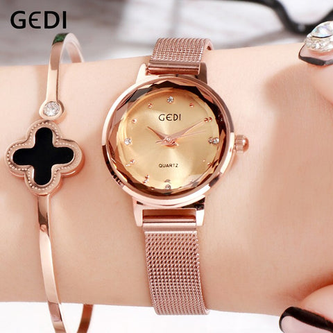 GEDI Brand Fashion Women Watches Clock Woman Alloy Strap Women Watches Dress Women's Watch Wristwatch Relogio Feminino