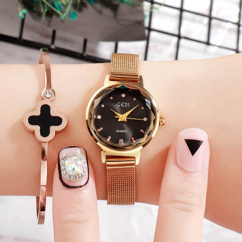 GEDI Brand Fashion Women Watches Clock Woman Alloy Strap Women Watches Dress Women's Watch Wristwatch Relogio Feminino