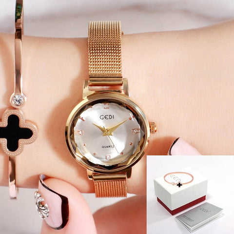 GEDI Brand Fashion Women Watches Clock Woman Alloy Strap Women Watches Dress Women's Watch Wristwatch Relogio Feminino