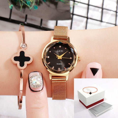 GEDI Brand Fashion Women Watches Clock Woman Alloy Strap Women Watches Dress Women's Watch Wristwatch Relogio Feminino