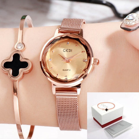 GEDI Brand Fashion Women Watches Clock Woman Alloy Strap Women Watches Dress Women's Watch Wristwatch Relogio Feminino