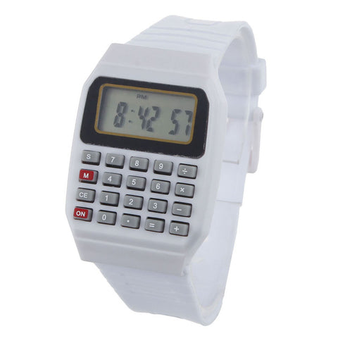 2019 Waterproof Children Boys Unsex Silicone Multi-Purpose Time Electronic Wrist Calculator Watch  Kids Alarm Date Watch Gift Q