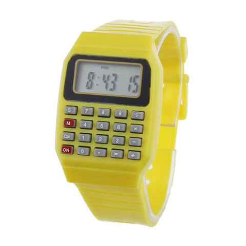 2019 Waterproof Children Boys Unsex Silicone Multi-Purpose Time Electronic Wrist Calculator Watch  Kids Alarm Date Watch Gift Q