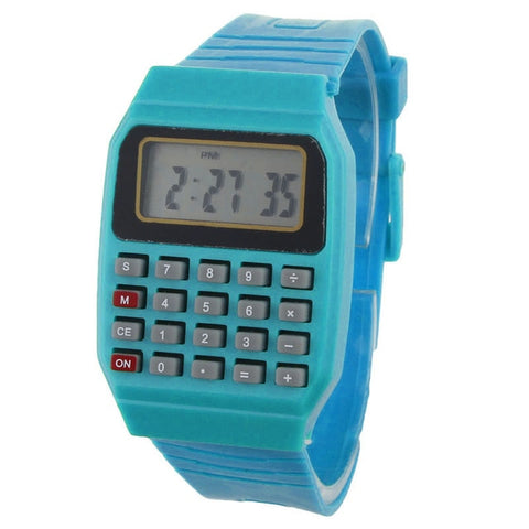 2019 Waterproof Children Boys Unsex Silicone Multi-Purpose Time Electronic Wrist Calculator Watch  Kids Alarm Date Watch Gift Q