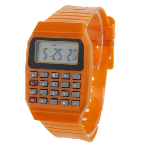 2019 Waterproof Children Boys Unsex Silicone Multi-Purpose Time Electronic Wrist Calculator Watch  Kids Alarm Date Watch Gift Q