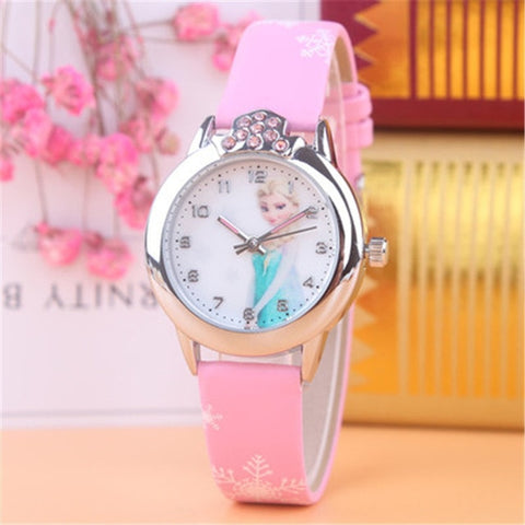 Frozen Watch Kids Princess Elsa Cartoon Watches Children Girls Gifts Coloring Fashion Leather Quartz Wrist Watches Clock