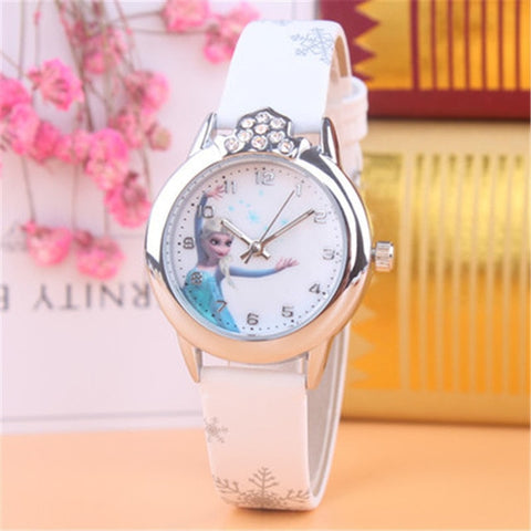 Frozen Watch Kids Princess Elsa Cartoon Watches Children Girls Gifts Coloring Fashion Leather Quartz Wrist Watches Clock