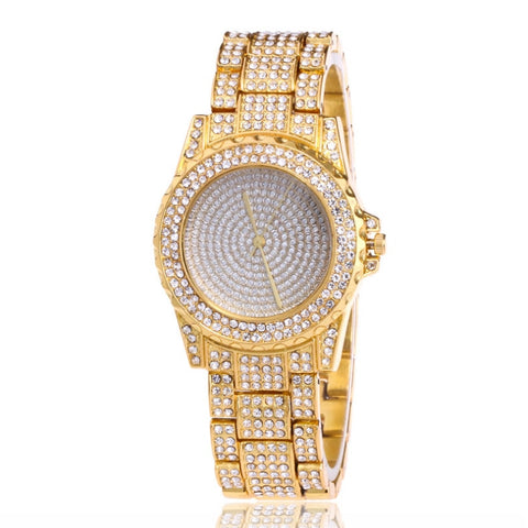 Fashion Bling Diamond Watch Women'S Stainless Steel Quartz Wristwatch Ladies Luxury Gold Watches Rhinestone Reloj Mujer