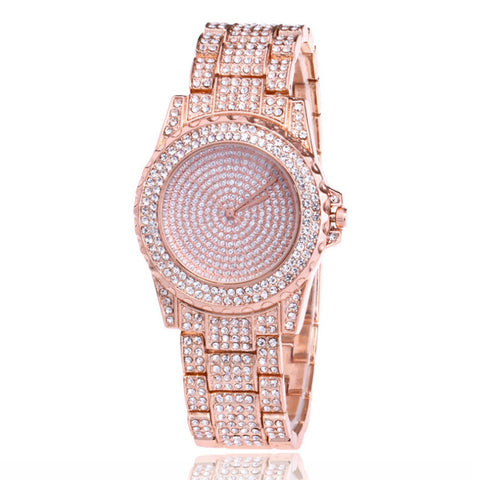 Fashion Bling Diamond Watch Women'S Stainless Steel Quartz Wristwatch Ladies Luxury Gold Watches Rhinestone Reloj Mujer