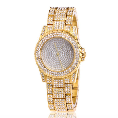 Fashion Bling Diamond Watch Women'S Stainless Steel Quartz Wristwatch Ladies Luxury Gold Watches Rhinestone Reloj Mujer