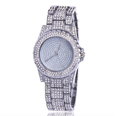 Fashion Bling Diamond Watch Women'S Stainless Steel Quartz Wristwatch Ladies Luxury Gold Watches Rhinestone Reloj Mujer