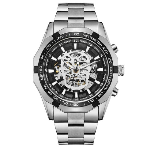 Sport Racing Series Skeleton Stainless Steel Black Golden Dial Forsining Top Brand Luxury Watches Men Automatic Watch Clock Men