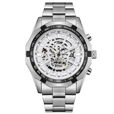 Sport Racing Series Skeleton Stainless Steel Black Golden Dial Forsining Top Brand Luxury Watches Men Automatic Watch Clock Men