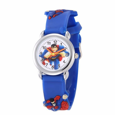 Superman Cartoon Watches Boys Cool Rubber Quartz Kids Watch Clock Gift Hot Relogio Infantil  New Trend Relogio Infantil