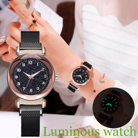 luxury Starry Sky Magnetic Buckle Women's Quartz Watch Stainless Steel Mesh Strap Casual Ladies Wrist Watch bayan kol saati #30