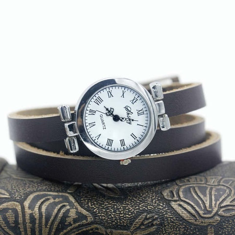 Shsby New fashion women's long leather strap watch female silver Bracelet watch ROMA vintage watch women dress watches