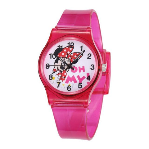 Silicone Cartoon Lovely Kids Girls Boys Children Students Quartz Wrist Watch Popular Watches Minnie Mouse Clock Montre Enfant