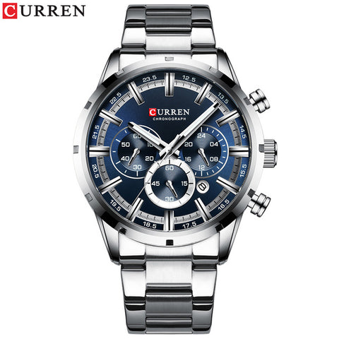 CURREN New Fashion Mens Watches with Stainless Steel Top Brand Luxury Sports Chronograph Quartz Watch Men Relogio Masculino