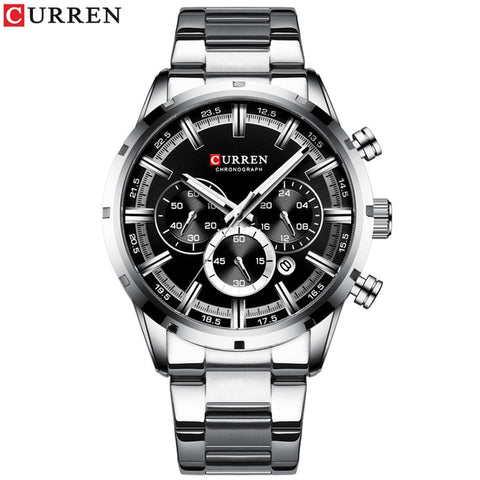 CURREN New Fashion Mens Watches with Stainless Steel Top Brand Luxury Sports Chronograph Quartz Watch Men Relogio Masculino