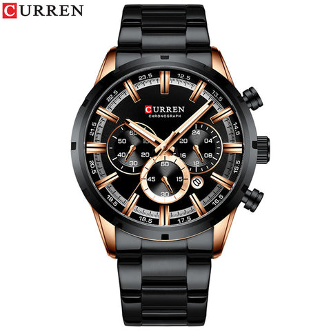 CURREN New Fashion Mens Watches with Stainless Steel Top Brand Luxury Sports Chronograph Quartz Watch Men Relogio Masculino