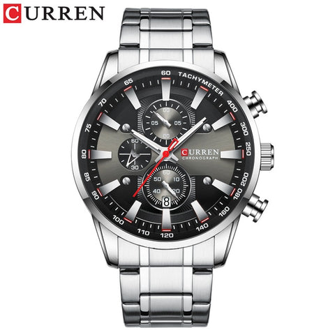 CURREN design advanced simple men's watch, fashion sports steel watch, waterproof three dial men's watch with calendar