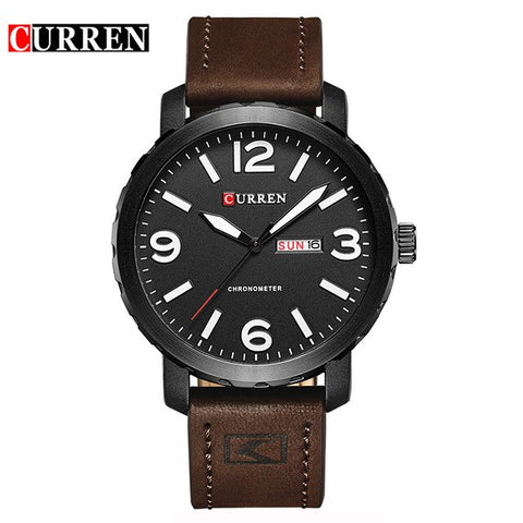 Fashion Mens Watches CURREN Simple Militray Sport Quartz Men Watch Leather Strap Waterproof Male Wristwatches Display Date&week