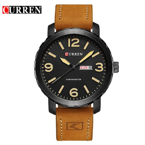 Fashion Mens Watches CURREN Simple Militray Sport Quartz Men Watch Leather Strap Waterproof Male Wristwatches Display Date&week