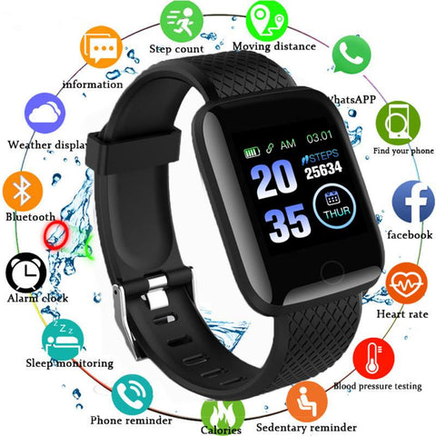 Smart Watch Bluetooth 4.2 Heart Rate/Oxygen BloodPressure SportFitness Tracker 116 PLUS Smart Bracelet Watch