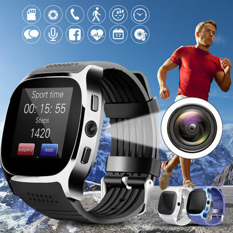 2020 Smart watch with T8 Camera touch screen Bluetooth Smart SIM watch and camera TF card for Android iPhone