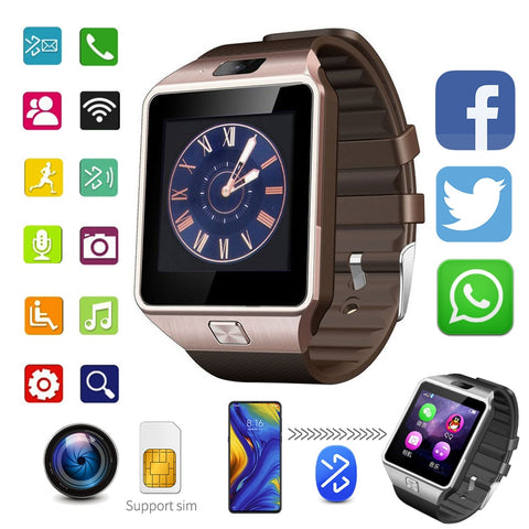 New Smartwatch Smart Watch Clock Digital Men Watch Bluetooth SIM TF Card Camera For Android Smart Mobile Phone Wristwatch