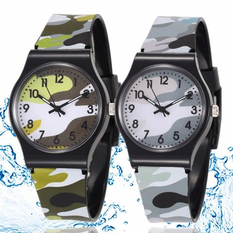 30M Waterproof Cool Military Children Watch Colorful Camouflage Pattern Anolog Wristwatch Quartz Silicone Kids Cartoon Watch