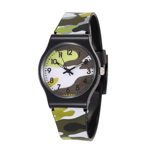 30M Waterproof Cool Military Children Watch Colorful Camouflage Pattern Anolog Wristwatch Quartz Silicone Kids Cartoon Watch