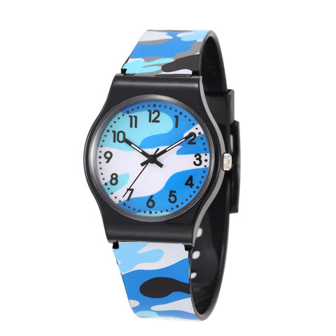 30M Waterproof Cool Military Children Watch Colorful Camouflage Pattern Anolog Wristwatch Quartz Silicone Kids Cartoon Watch