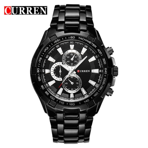 Luxury Black Curren full steel quartz Watch Men Casual Military Wristwatch Dress waterproof Clock Male Relogio Masculino 2017