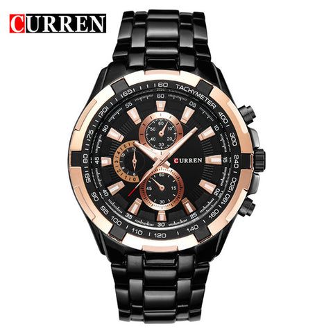 Luxury Black Curren full steel quartz Watch Men Casual Military Wristwatch Dress waterproof Clock Male Relogio Masculino 2017