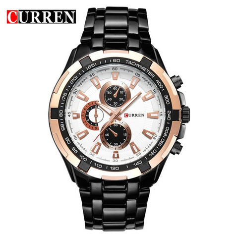 Luxury Black Curren full steel quartz Watch Men Casual Military Wristwatch Dress waterproof Clock Male Relogio Masculino 2017