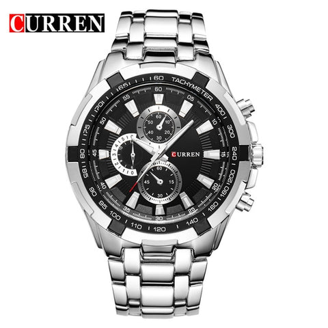 Luxury Black Curren full steel quartz Watch Men Casual Military Wristwatch Dress waterproof Clock Male Relogio Masculino 2017