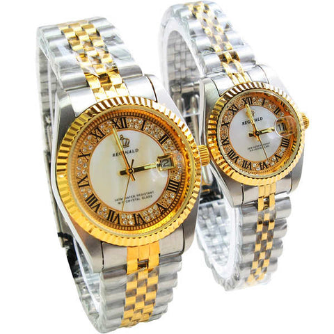 HK Brand REGINALD Lovers watch quartz shell calendar gold steel watch gift watch 157989