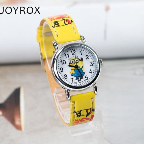 JOYROX  Pattern Children's Watch Hot Cartoon Leather Strap 2018 Fashion Kids Quartz Wristwatch Boys Girls Students Clock