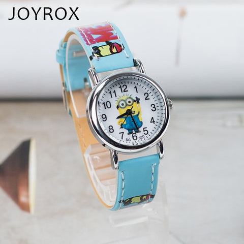 JOYROX  Pattern Children's Watch Hot Cartoon Leather Strap 2018 Fashion Kids Quartz Wristwatch Boys Girls Students Clock