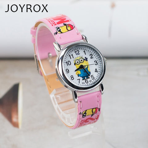 JOYROX  Pattern Children's Watch Hot Cartoon Leather Strap 2018 Fashion Kids Quartz Wristwatch Boys Girls Students Clock